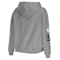 Las Vegas Raiders WEAR by Erin Andrews Women's Plus Size Modest Cropped Pullover Hoodie Gray - NFL
