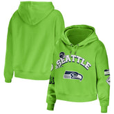 Seattle Seahawks WEAR by Erin Andrews Women's Plus Size Modest Cropped Pullover Hoodie Neon Green - NFL