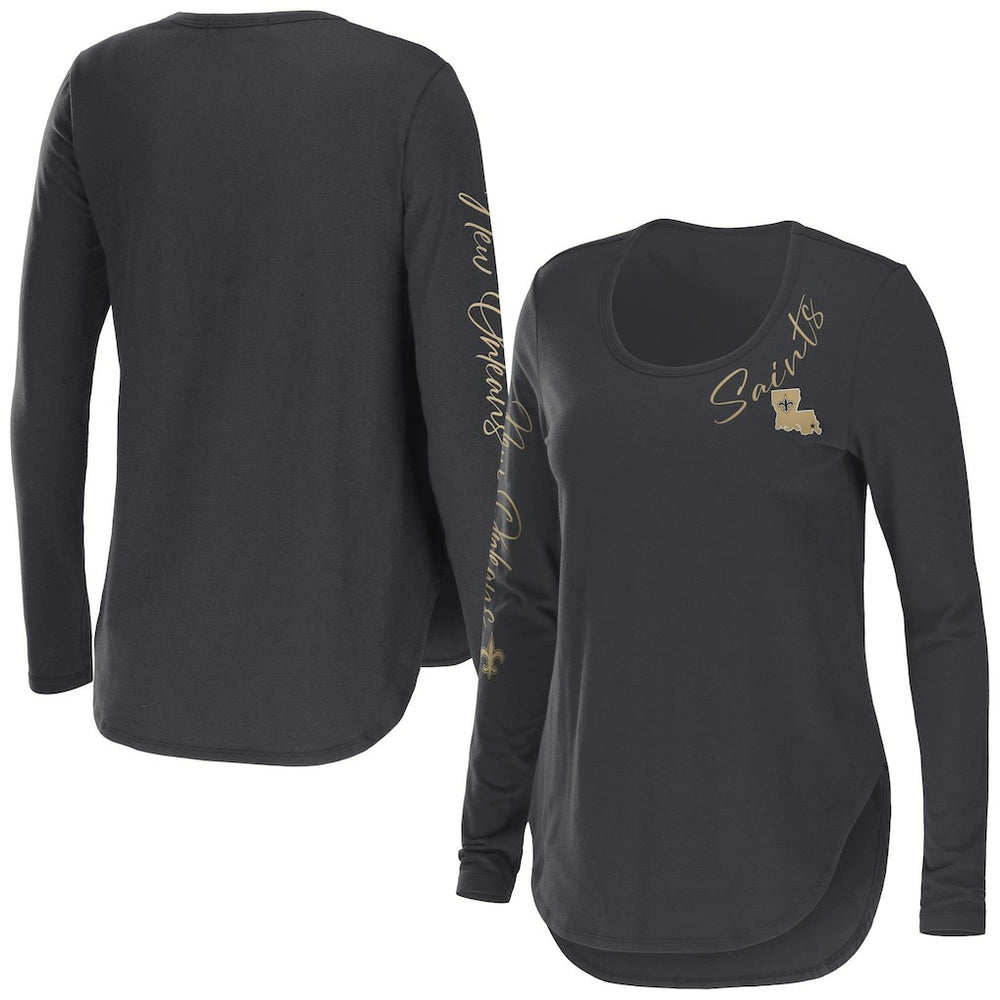 New Orleans Saints WEAR by Erin Andrews Women's Team Scoop Neck T-Shirt Charcoal - NFL