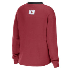 Arizona Cardinals WEAR by Erin Andrews Women's Waffle Henley Long Sleeve T-Shirt Cardinal - NFL