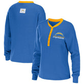 Los Angeles Chargers WEAR by Erin Andrews Women's Waffle Henley Long Sleeve T-Shirt Powder Blue - NFL
