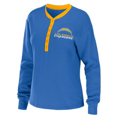Los Angeles Chargers WEAR by Erin Andrews Women's Waffle Henley Long Sleeve T-Shirt Powder Blue - NFL