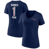 New England Patriots Women's Plus Size Mother's Day #1 Mom V-Neck T-Shirt Navy - Fanatics