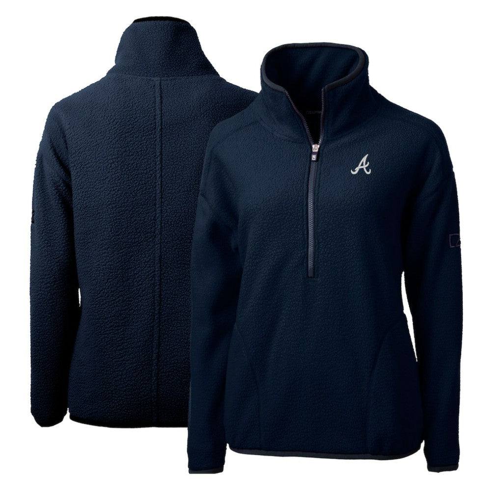 Atlanta Braves Cutter & Buck Women's Cascade Eco Sherpa Fleece Quarter-Zip Pullover Jacket On Sale