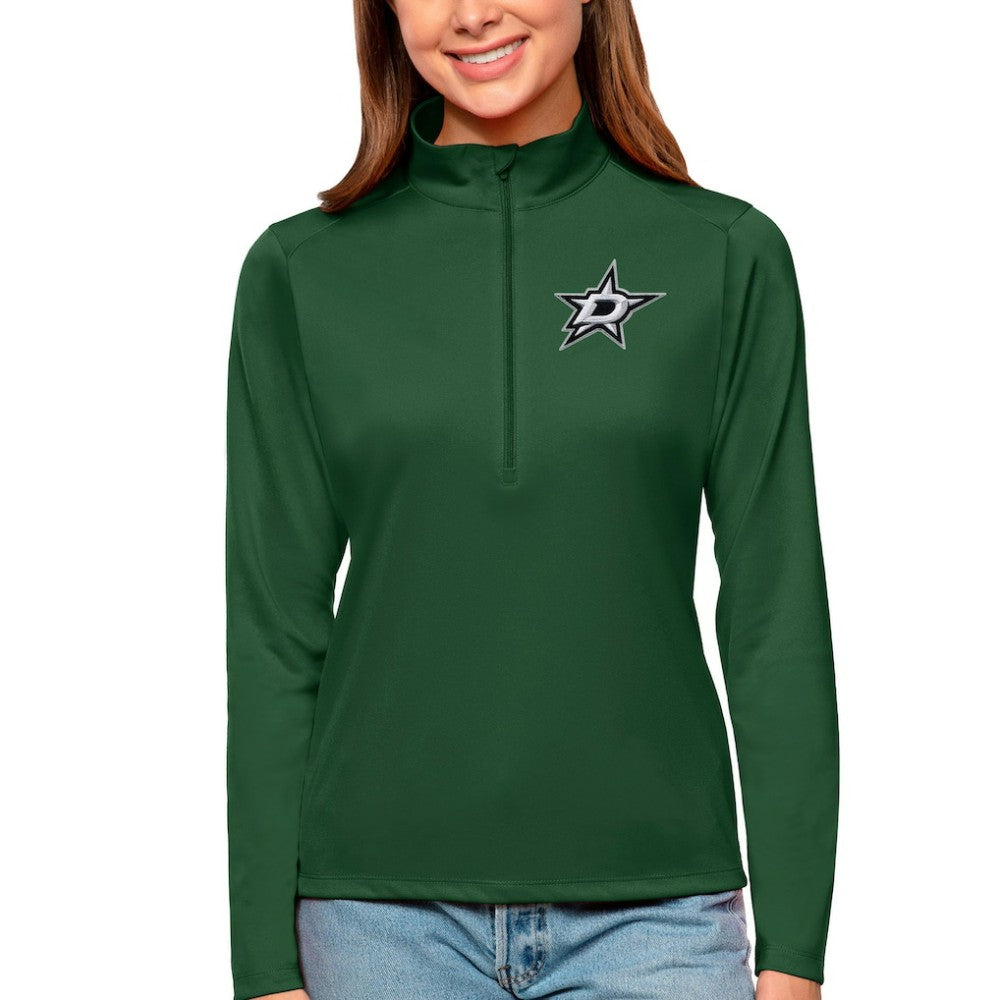 Dallas Stars - Antigua Women's Tribute Quarter-Zip Pullover Top Forest Green