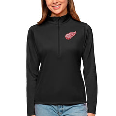 Detroit Red Wings - Antigua Women's Tribute Quarter-Zip Pullover Top Black