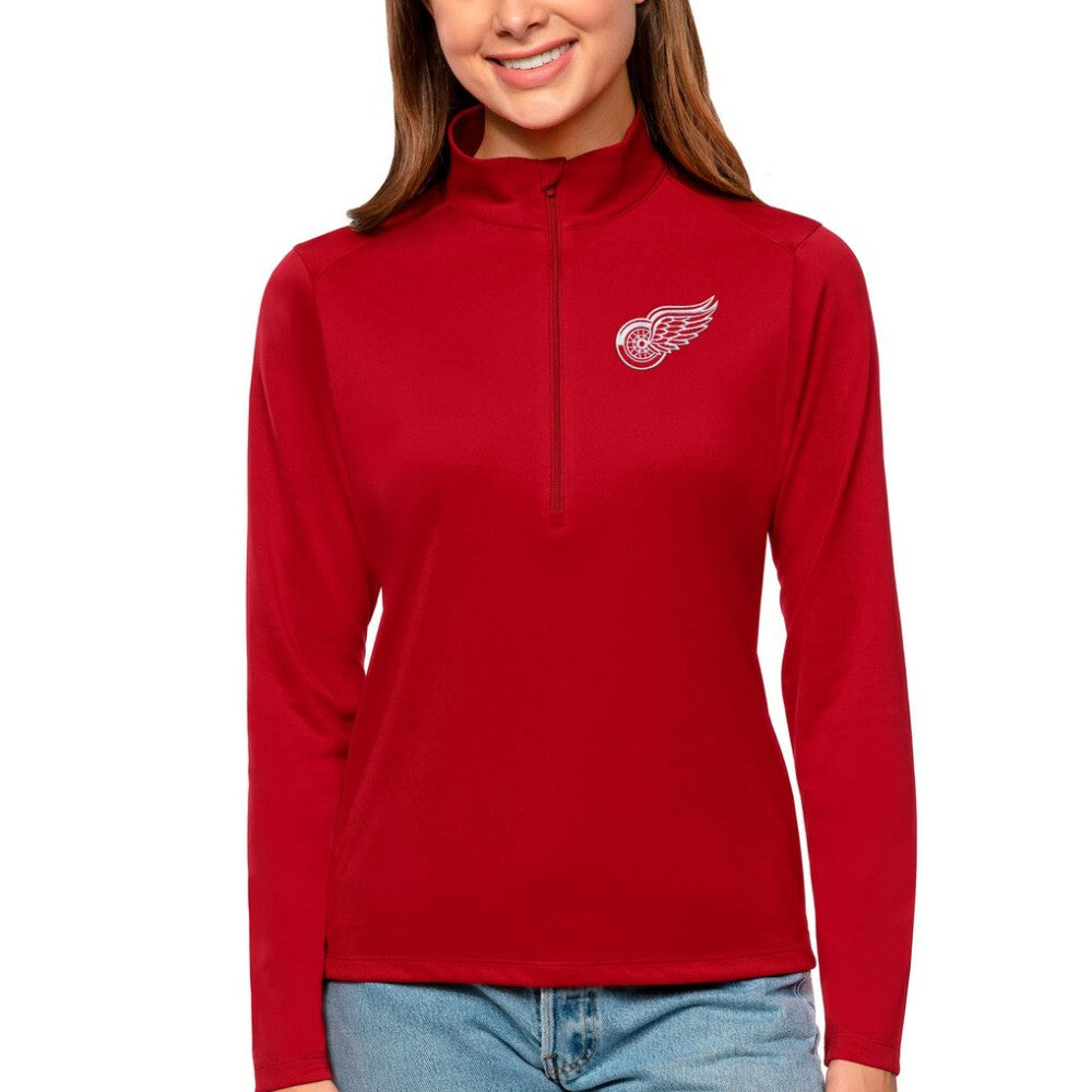 Detroit Red Wings - Antigua Women's Tribute Quarter-Zip Pullover Top Red