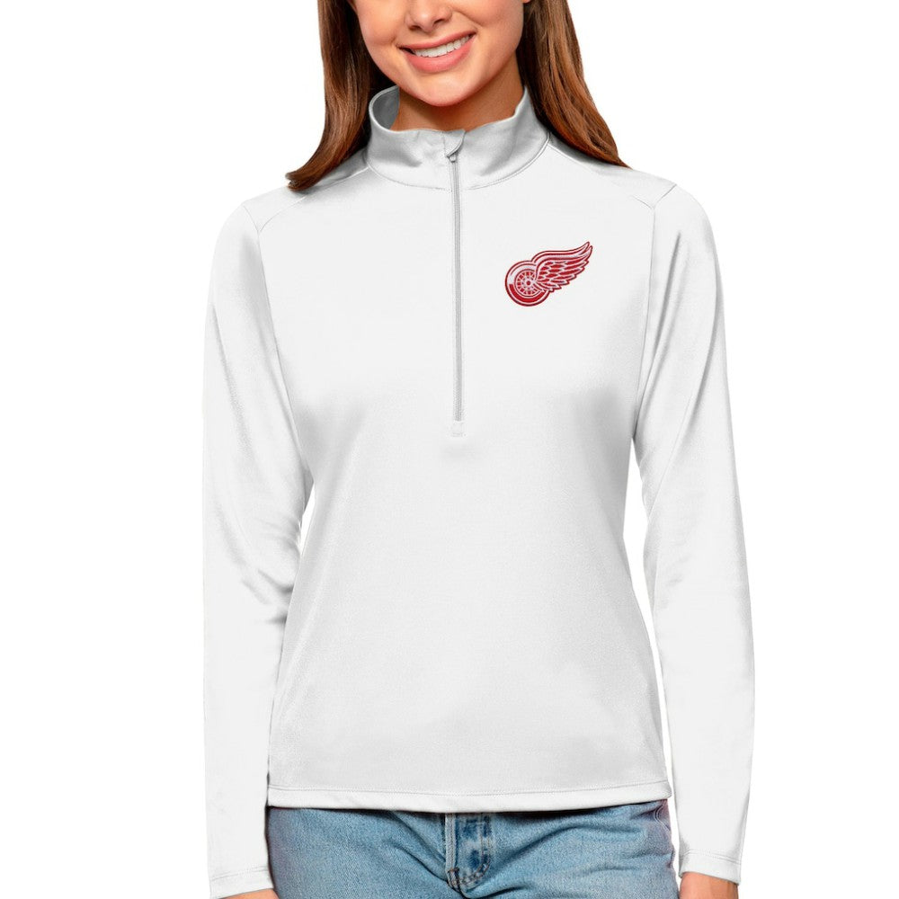 Detroit Red Wings - Antigua Women's Tribute Quarter-Zip Pullover Top White