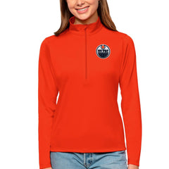 Edmonton Oilers - Antigua Women's Tribute Quarter-Zip Pullover Top Orange