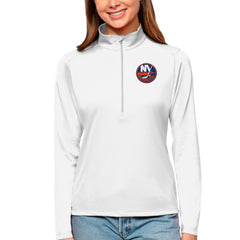 New York Islanders - Antigua Women's Tribute Quarter-Zip Pullover Top White