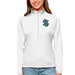 Seattle Kraken Antigua Women's Tribute Quarter-Zip Pullover Top White