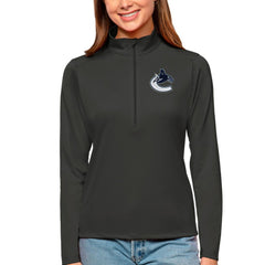 Vancouver Canucks - Antigua Women's Tribute Quarter-Zip Pullover Top Charcoal
