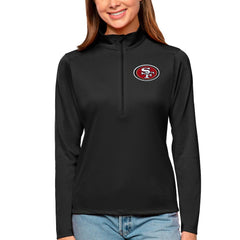 San Francisco 49ers Antigua Women's Tribute Half-Zip Top Black - NFL