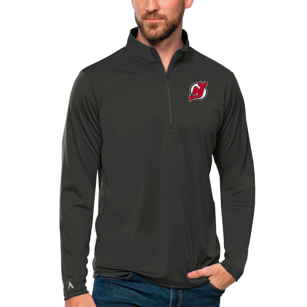 New Jersey Devils - Antigua Tribute Quarter-Zip Pullover Top Charcoal