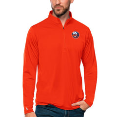 New York Islanders - Antigua Tribute Quarter-Zip Pullover Top Orange