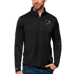 San Jose Sharks - Antigua Tribute Quarter-Zip Pullover Top Black