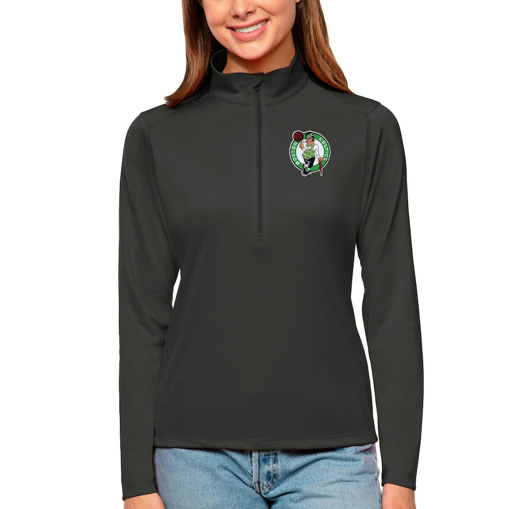NBA - Boston Celtics Antigua Women's Tribute Half-Zip Top - Charcoal