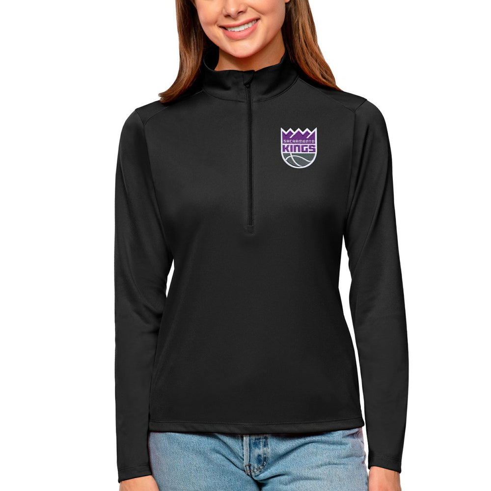 NBA - Sacramento Kings Antigua Women's Tribute Half-Zip Top - Black