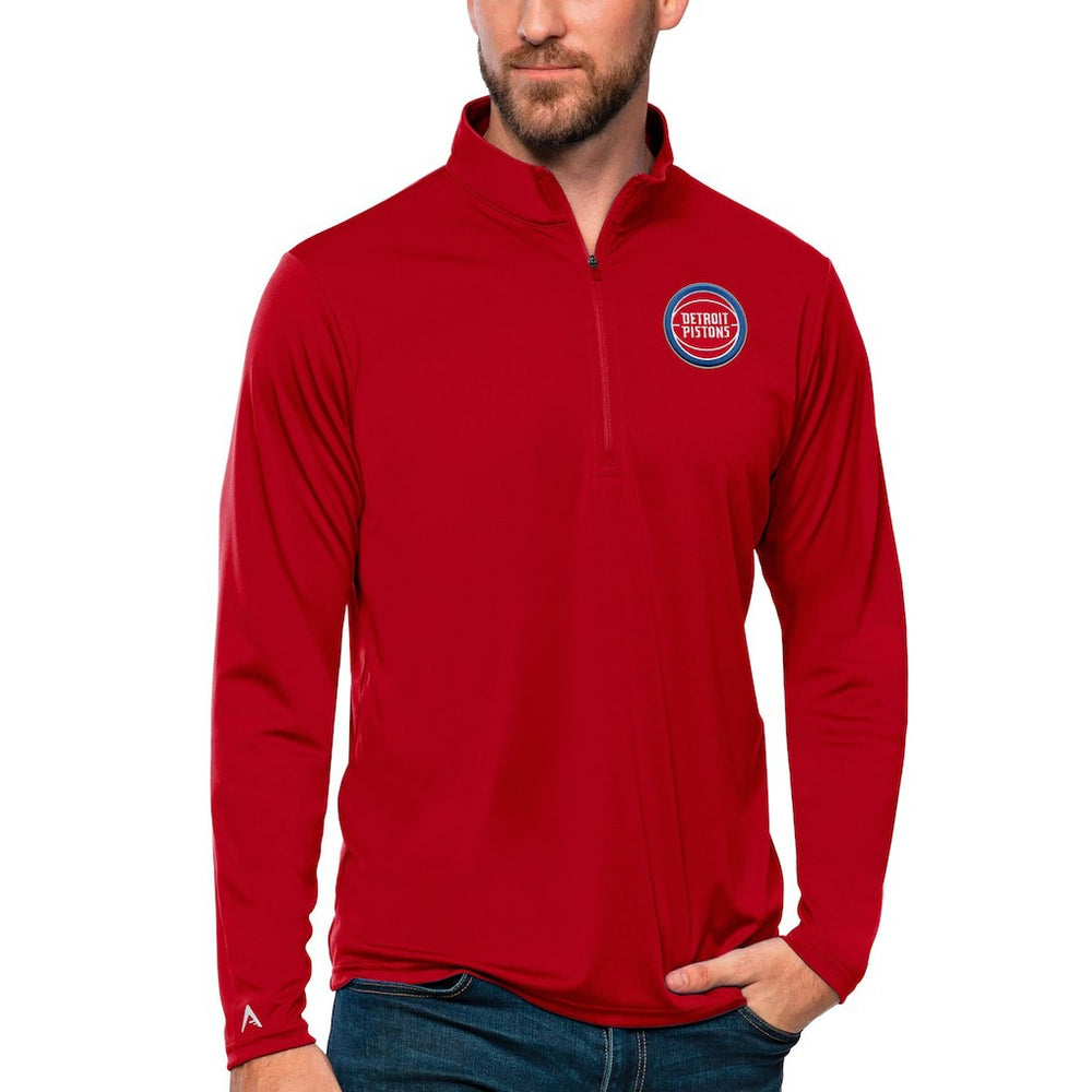 NBA - Detroit Pistons Antigua Tribute Quarter-Zip Pullover Top - Red