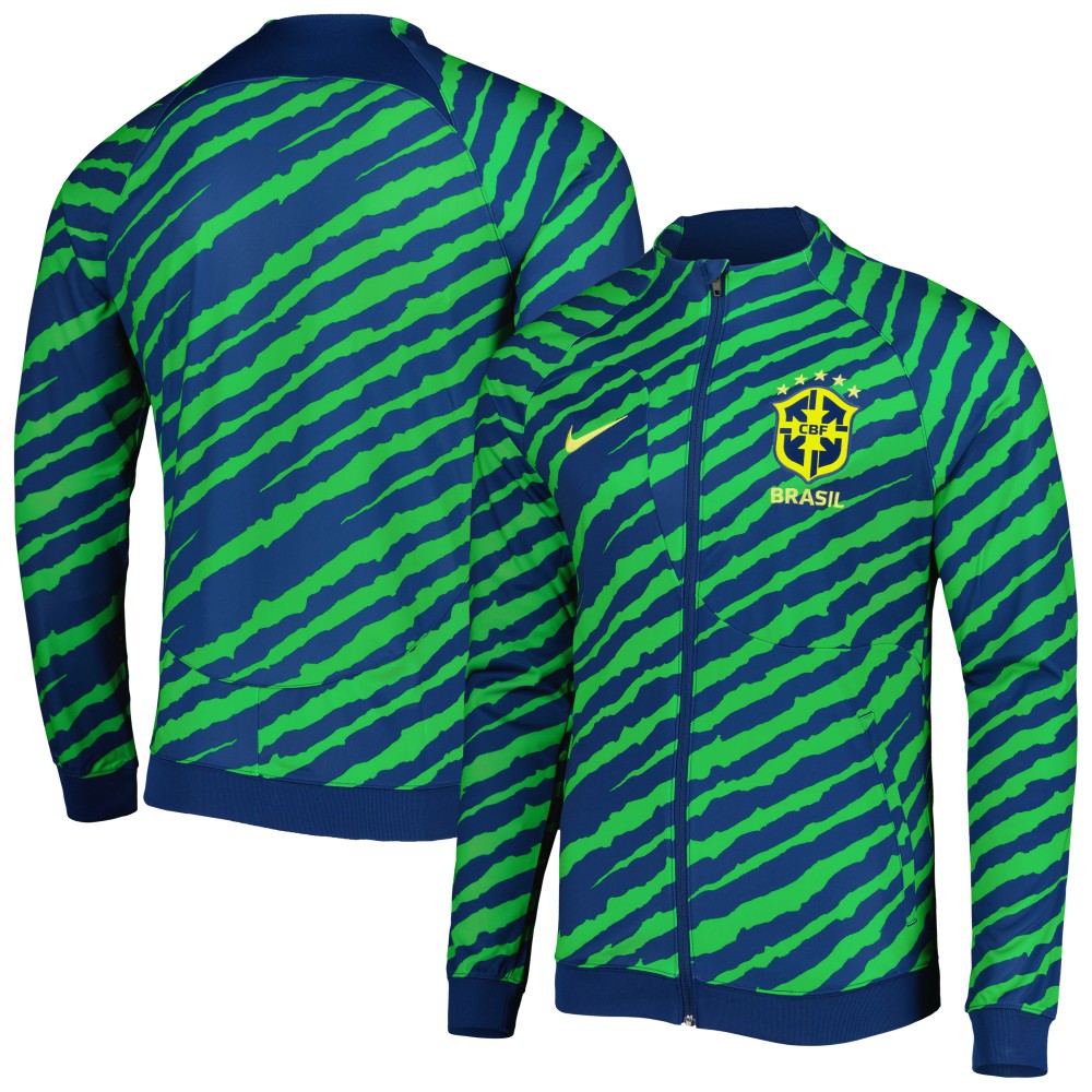 Nike Brazil National Team 2022 Academy Pro Anthem Performance Raglan Full-Zip Jacket - Blue/Green