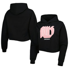 NBA - Chicago Bulls Lusso Women's Layla World Tour Cropped Pullover Hoodie - Black