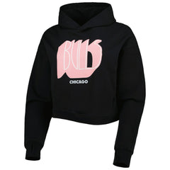 NBA - Chicago Bulls Lusso Women's Layla World Tour Cropped Pullover Hoodie - Black