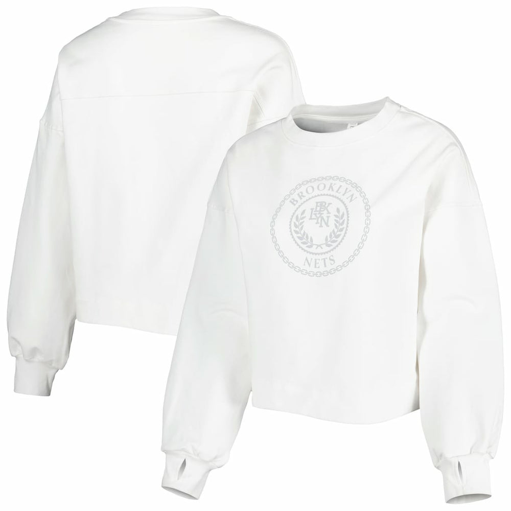 NBA - Brooklyn Nets Lusso Women's Lola Ball and Chain Pullover Sweatshirt - White