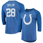 Jonathan Taylor Indianapolis Colts Majestic Threads Name & Number Team Colorway Tri-Blend 3/4 Raglan Sleeve Player T-Shirt Royal - NFL
