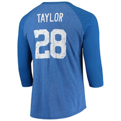Jonathan Taylor Indianapolis Colts Majestic Threads Name & Number Team Colorway Tri-Blend 3/4 Raglan Sleeve Player T-Shirt Royal - NFL