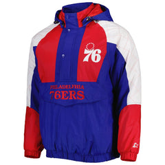 NBA - Philadelphia 76ers Starter Body Check Raglan Hoodie Half-Zip Jacket - Royal