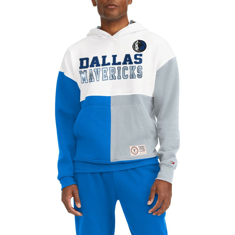NBA - Dallas Mavericks Tommy Jeans Andrew Split Pullover Hoodie - White/Royal