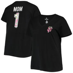 San Francisco Giants Women's Plus Size #1 Mom 2-Hit V-Neck T-Shirt Sale