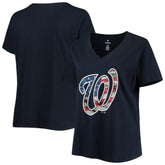 Washington Nationals Women's Plus Size Banner V-Neck T-Shirt discount