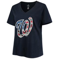Washington Nationals Women's Plus Size Banner V-Neck T-Shirt discount