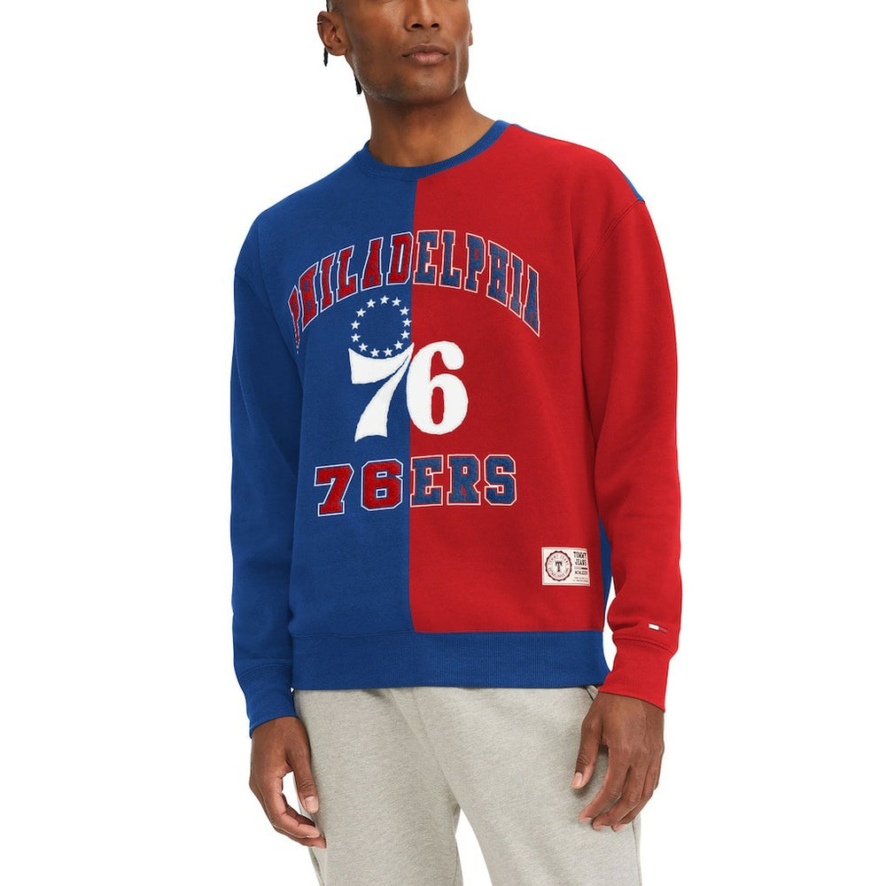 NBA - Philadelphia 76ers Tommy Jeans Keith Split Pullover Sweatshirt - Red/Royal
