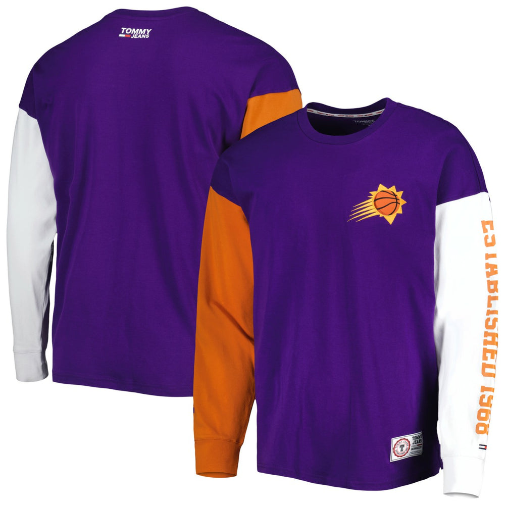 NBA - Phoenix Suns Tommy Jeans Richie Color Block Long Sleeve T-Shirt - Purple
