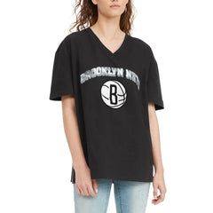 NBA - Brooklyn Nets Tommy Jeans Women's Ashley V-Neck T-Shirt - Black