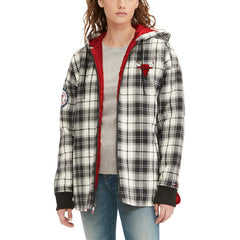 NBA - Chicago Bulls Tommy Jeans Women's Molly Flannel Full-Zip Hoodie - Black/Cream