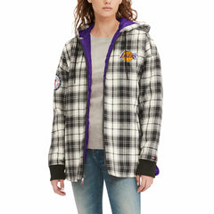 NBA - Los Angeles Lakers Tommy Jeans Women's Molly Flannel Full-Zip Hoodie - Black/Cream