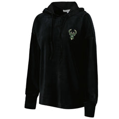 NBA - Milwaukee Bucks Touch Women's End Line Velour Pullover Hoodie - Black