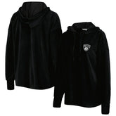 NBA - Brooklyn Nets Touch Women's End Line Velour Pullover Hoodie - Black