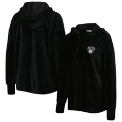NBA - Brooklyn Nets Touch Women's End Line Velour Pullover Hoodie - Black