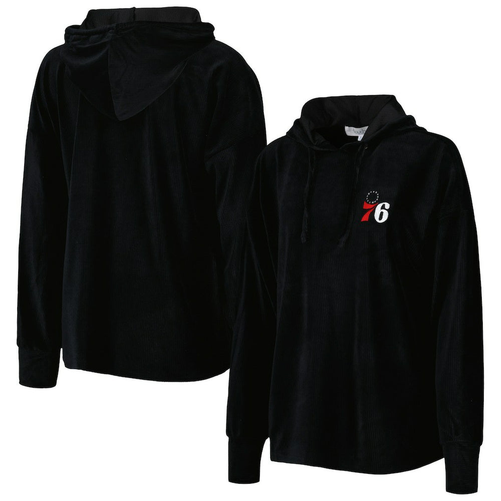 NBA - Philadelphia 76ers Touch Women's End Line Velour Pullover Hoodie - Black
