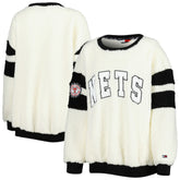 NBA - Brooklyn Nets Tommy Jeans Women's Mindy Sherpa Pullover Sweatshirt - Oatmeal/Black