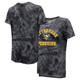 Pittsburgh Penguins Majestic Threads Women's Boyfriend Tie-Dye Tri-Blend T-Shirt Black