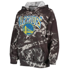 NBA - Golden State Warriors Majestic Threads Women's Burble Tie-Dye Tri-Blend Pullover Hoodie - Black