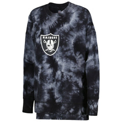 Las Vegas Raiders MSX by Michael Strahan Women's Bailey Tie-Dye Pullover Sweatshirt Black - NFL