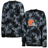 Cleveland Browns MSX by Michael Strahan Women's Bailey Tie-Dye Tri-Blend Pullover Sweatshirt Black - NFL