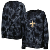 New Orleans Saints MSX by Michael Strahan Women's Bailey Tie-Dye Tri-Blend Pullover Sweatshirt Black - NFL