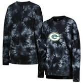 Green Bay Packers MSX by Michael Strahan Women's Bailey Tie-Dye Tri-Blend Pullover Sweatshirt Black - NFL